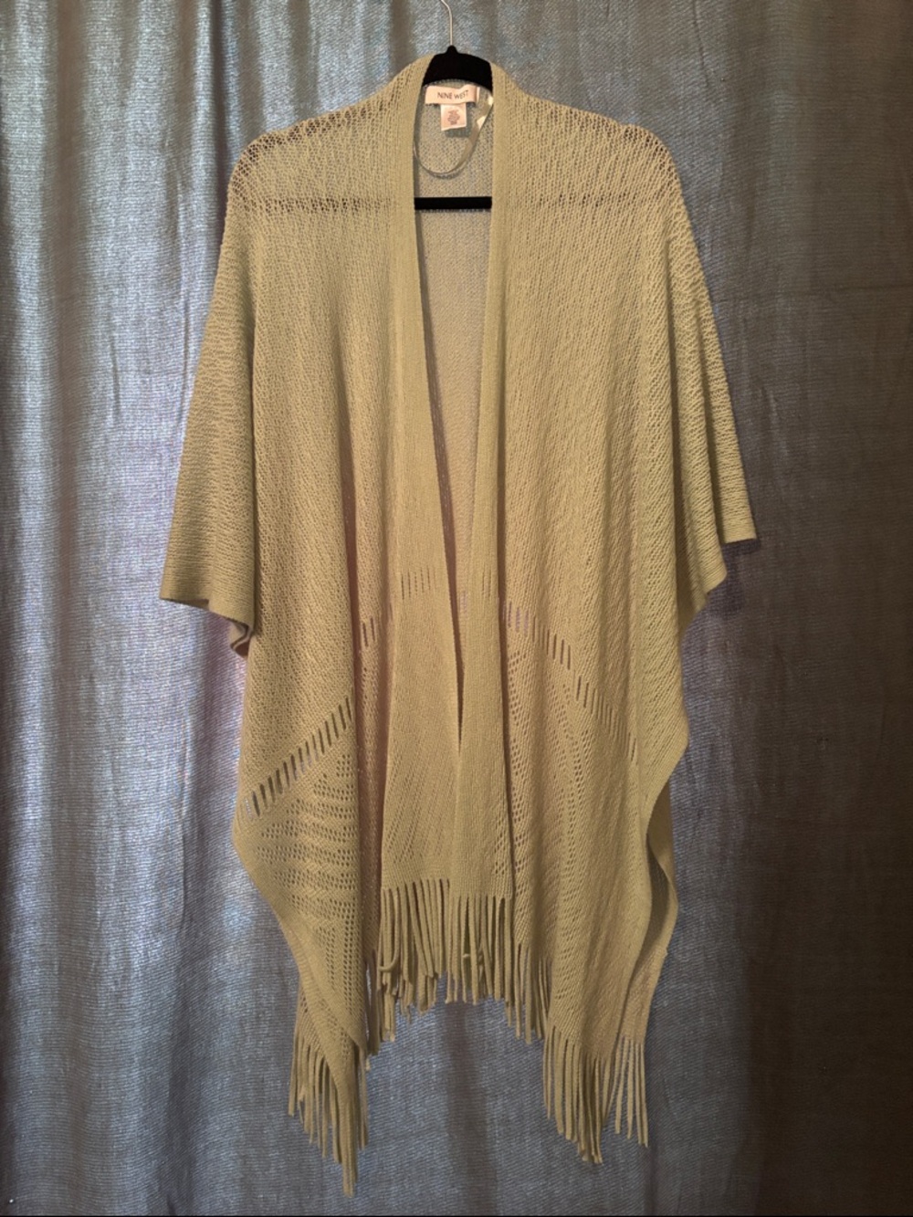 Nine West Fringe Open-Knit Poncho